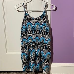 Blue and black romper